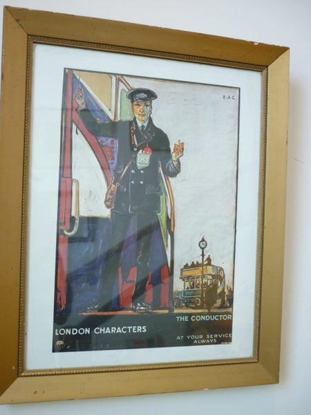 POSTER OLD LONDON BUS + CONDUCTOR .WELL FRAMED Carousel 4