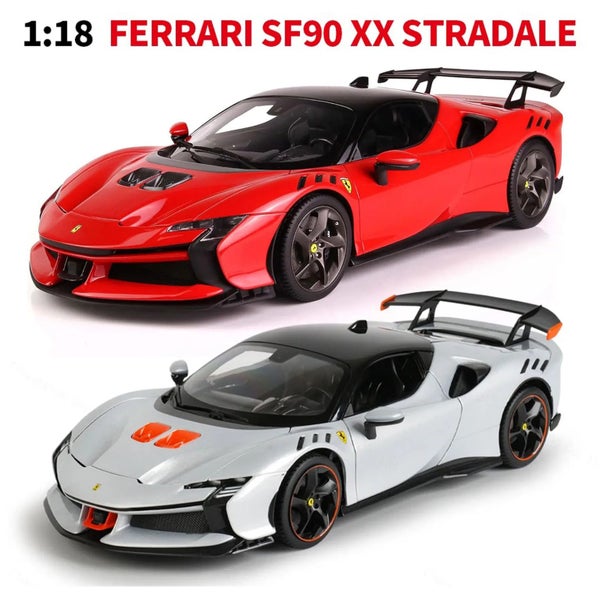 1:18 Ferrari SF90 XX Stradale Sport Car Static Simulation DieCast Vehicle, White Carousel 1