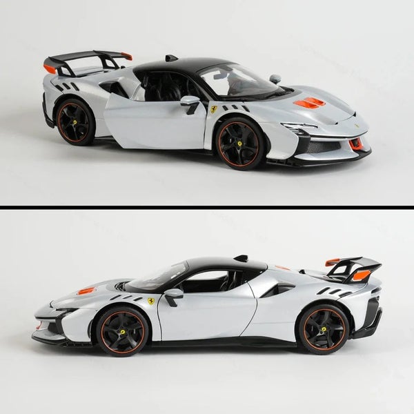 1:18 Ferrari SF90 XX Stradale Sport Car Static Simulation DieCast Vehicle, White Carousel 11