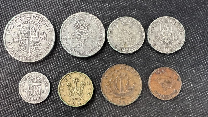 1941 Great Britain Date Set of Coins Half Crown to Farthing - Lot E183 Carousel 1