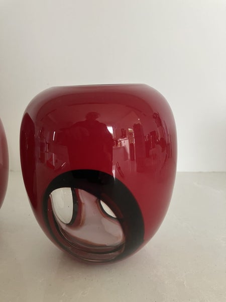Pair of vintage handmade glass vessels - candleholders/vases62978587758209112