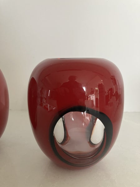 Pair of vintage handmade glass vessels - candleholders/vases62978587758209114
