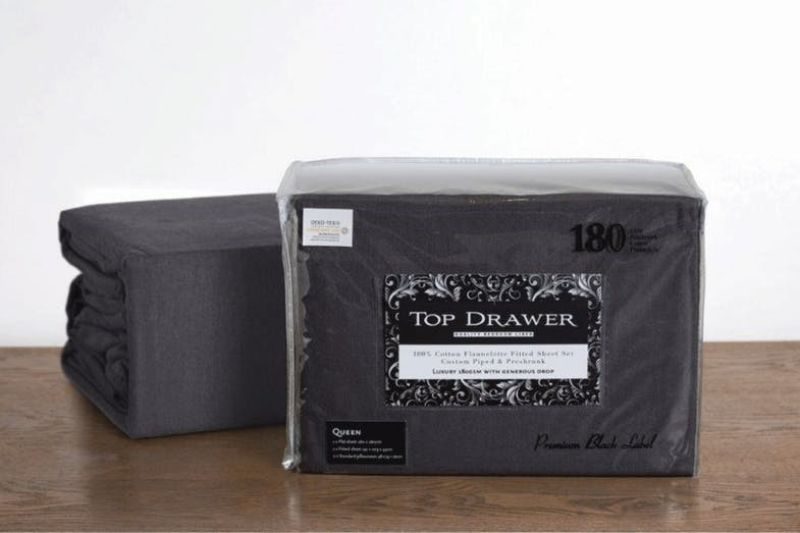 King Sheet Set - Flannelette - Top Drawer Cal 180GSM (Graphite) Carousel 1