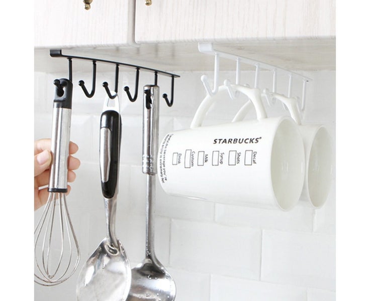 2pcs Cup Holder Under Cabinet for Kitchen Mug Hanger Utensil Hook Set Carousel 6