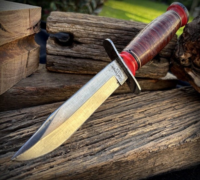 SCHRADE USA CARBON STEEL FIXED BLADE MADE FOR SEARS & ROEBUCK Carousel 1