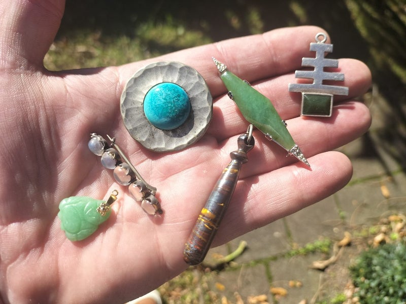 Vintage Jewellery Group - Arts & Crafts Ruskin Pottery, Jade , Modernist etc Carousel 1