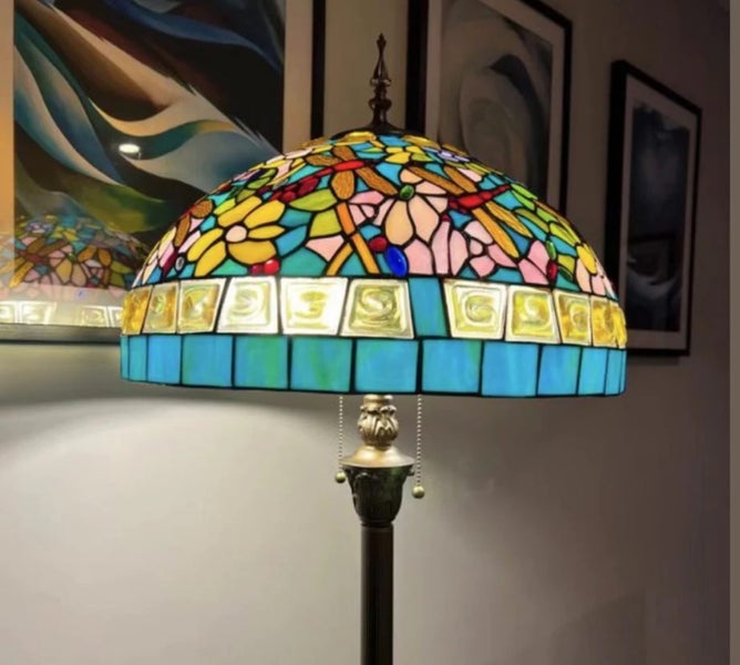X-Large 46cm shade New Design Handmade Tiffany Floor Lamp Carousel 2
