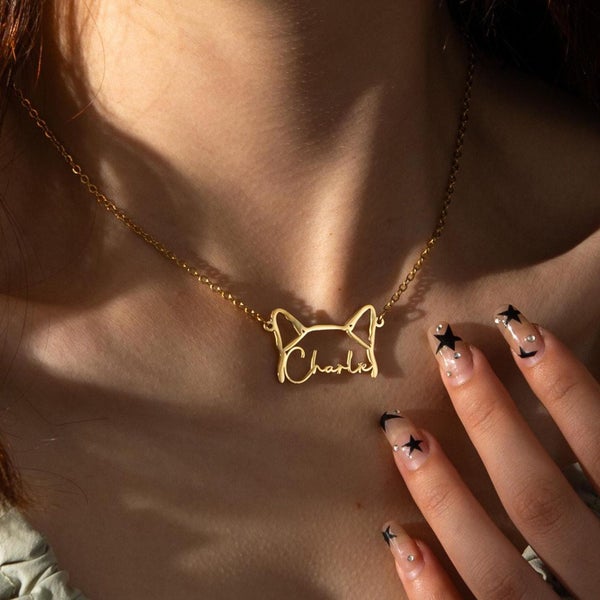 Custom Pet Name Necklace. Personalized Dog&Cat Jewelry for Her. Carousel 1