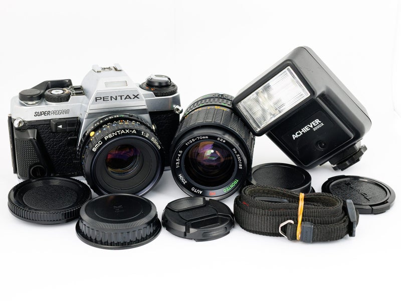 Pentax Super Program + 2 lenses, date back, flash - film tested new light seals Carousel 2