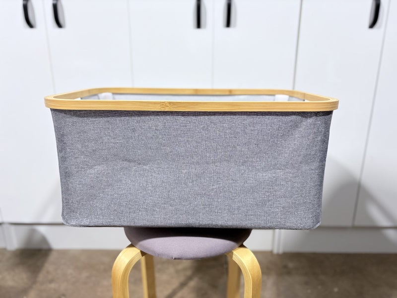 Set of 4 Fabric Laundry Baskets with Bamboo Trim Carousel 1