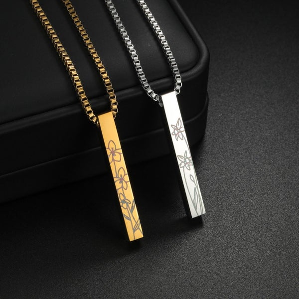 Personalized Birth Flower Pendant Necklace. Minimalist Necklace. Gift for Her Carousel 2
