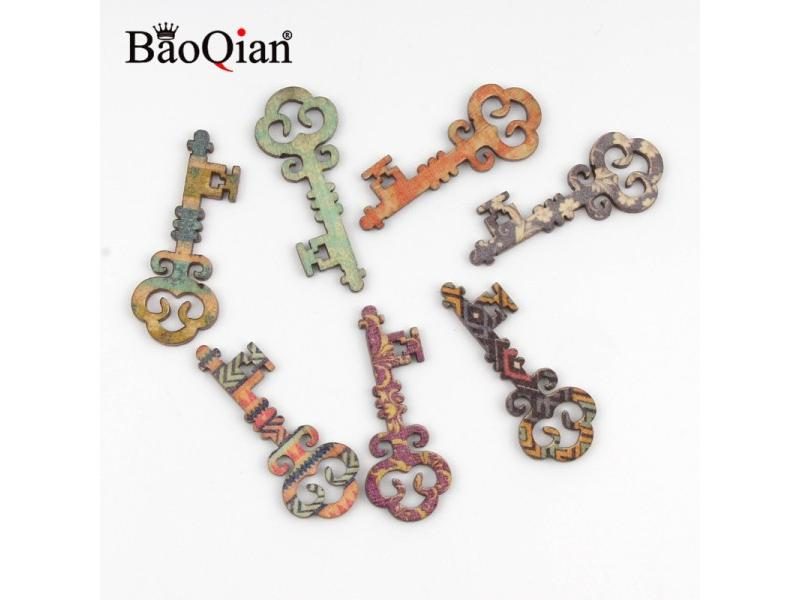 20Pcs Mix Retro Key Wood DIY Crafts Home Decoration 16x40mm Carousel 1