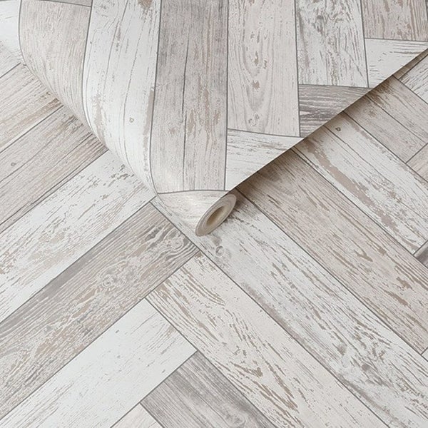 Wallpaper - Parquet Wood White Carousel 2