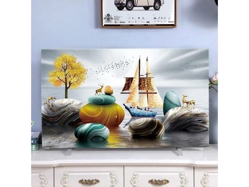 55 Inch TV Cover LCD Curved Screen 32 49 Inch Nordic Chinese Painting Carousel 1