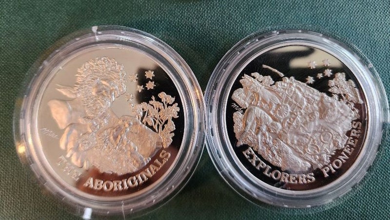 2 x1988 Sterling Silver Australian Medallions 71 grams each Approx 4.5 ounces AG Carousel 1