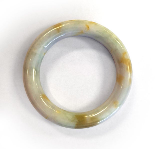 Genuine Burmese Yellow Green Jade/Jadeite medium size bangle Carousel 1
