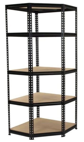 Corner Shelving Unit – Steel Frame, 5 Tiers, Adjustable Carousel 1
