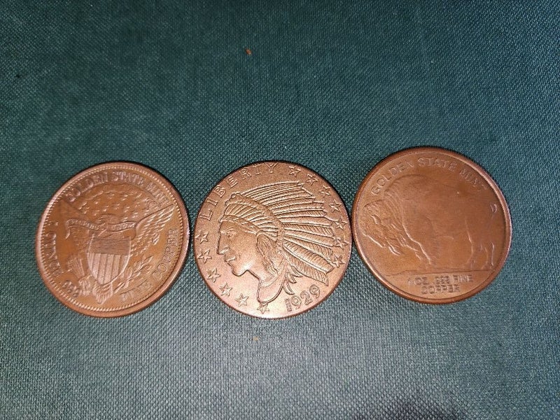 3 Coins One ounce each of Copper. Carousel 2