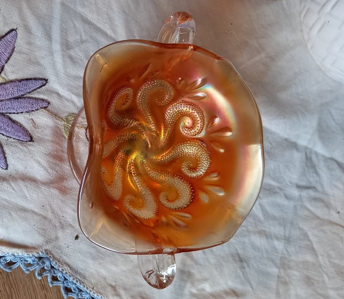 Vintage Carnival Glass Dish - Twin Handle. Pedistal Carousel 2
