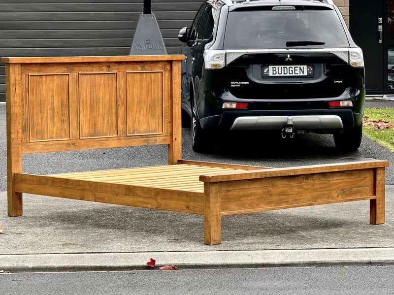 $1 RESERVE! ABSOLUTELY STUNNING ‘INDUSTRIAL’ SOLID WOOD QUEEN SLAT BED FRAME! Carousel 2