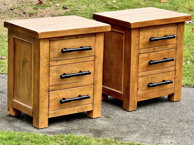 $1 RESERVE! ABSOLUTELY STUNNING ‘INDUSTRIAL’ SOLID WOOD SET OF BEDSIDE DRAWERS! Carousel 2