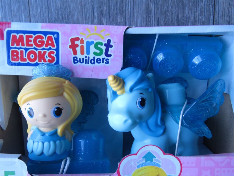 BRAND NEW Mega Bloks Lil Princess First Builders Princess & Unicorn Set Blue Carousel 2