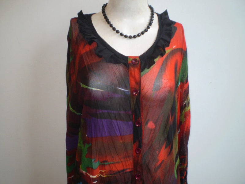 NZ DESIGNER COLOURFUL ABSTRACT PRINT TUNIC /OVERDRESS 18 Carousel 2