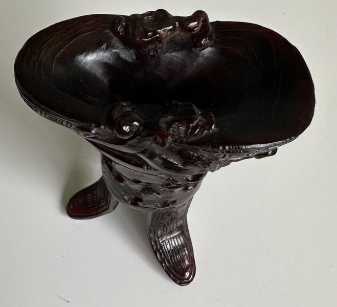 Chinese carved horn ritual wine cup Carousel 18
