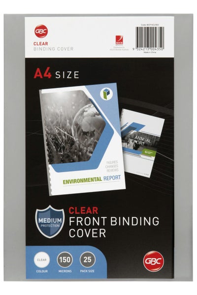 GBC A4 Clear Binding Cover, 150 Micron, Pack of 25 Carousel 1