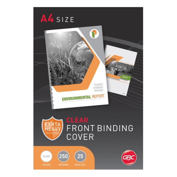 GBC 250 Micron A4 Clear Binding Cover x 25's pack Carousel 1