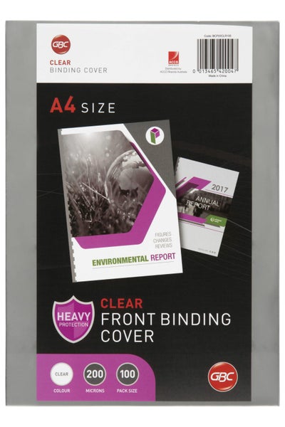 GBC A4 Clear Binding Cover, 200 Micron, Pack of 100 Carousel 3