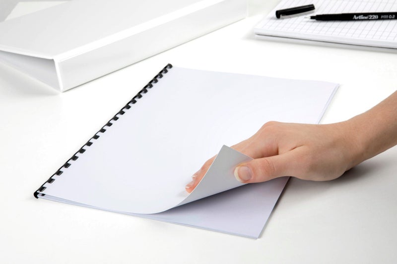 GBC A4 Leathergrain Binding Cover, 300gsm, White, Pack of 100 Carousel 2