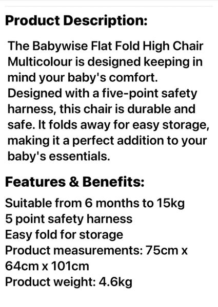 Babywise Fold Flat Highchair Carousel 20