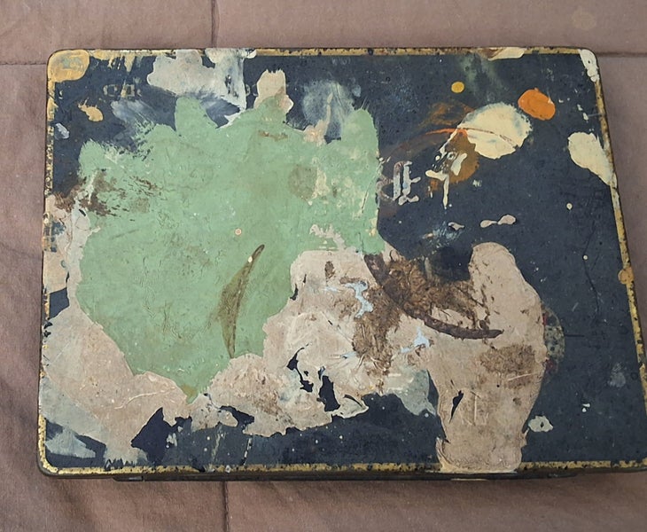 VINTAGE TIN WITH SHEETS ENGLISH MADE GOLD LEAF +SABLE BRUSH TO APPLY IT Carousel 5