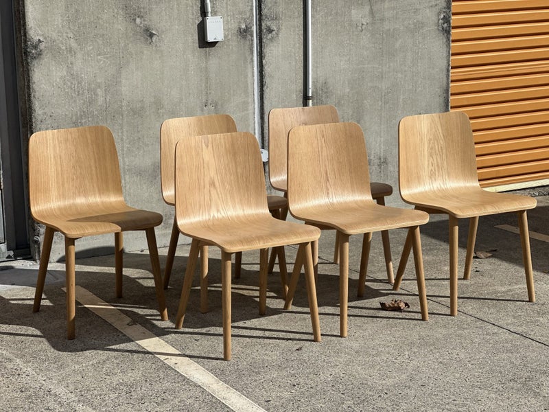 MAGNIFICENT CUCHI "SKETCH TAMI" OAK DINING CHAIRS X6 Carousel 1