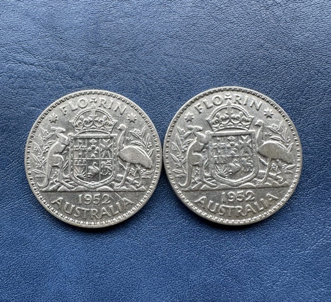***Australia silver florin 1952 2 coins lot #47*** Carousel 1