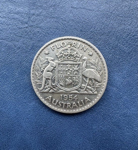 ***Australia silver florin 1954 coin lot #48*** Carousel 1