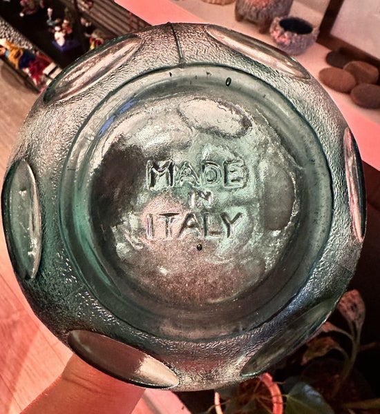 Mid 20th Century Empoli Made In Italy Blue Glass Decanter W/ Round Stopper Carousel 3