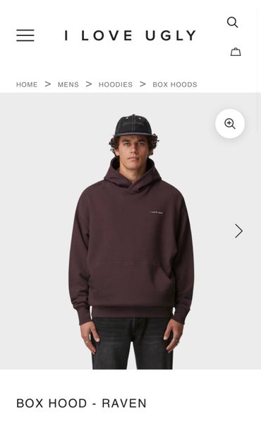 Size Medium “I LOVE UGLY” Raven coloured hoodie Carousel 1