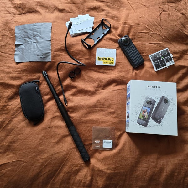 insta360 X4 with 114cm selfy stick and 128 GB Samsung Pro PLUS micro SD Carousel 1