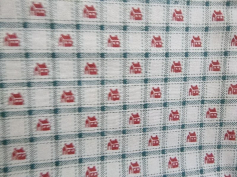 3 x Cotton Floral & Houses Fabric Pieces #2 Carousel 2