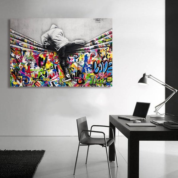 Framed $1 RESERVE 1 Panel Canvas Art Print - Banksy Carousel 2