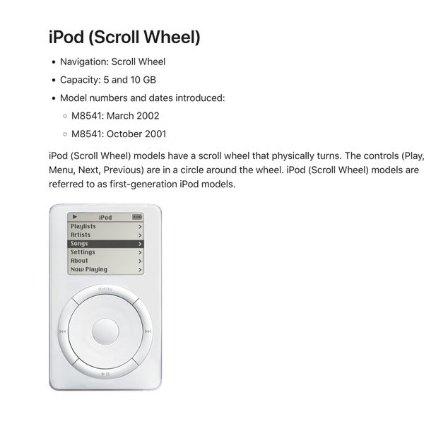 iPod (Scroll Wheel) 1st Generation 5Gb Model M8541 2001 Carousel 2