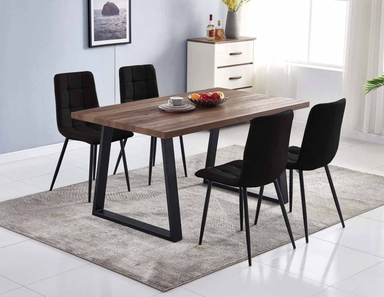 Dining Table with 4 Chairs Dark Grey Carousel 1