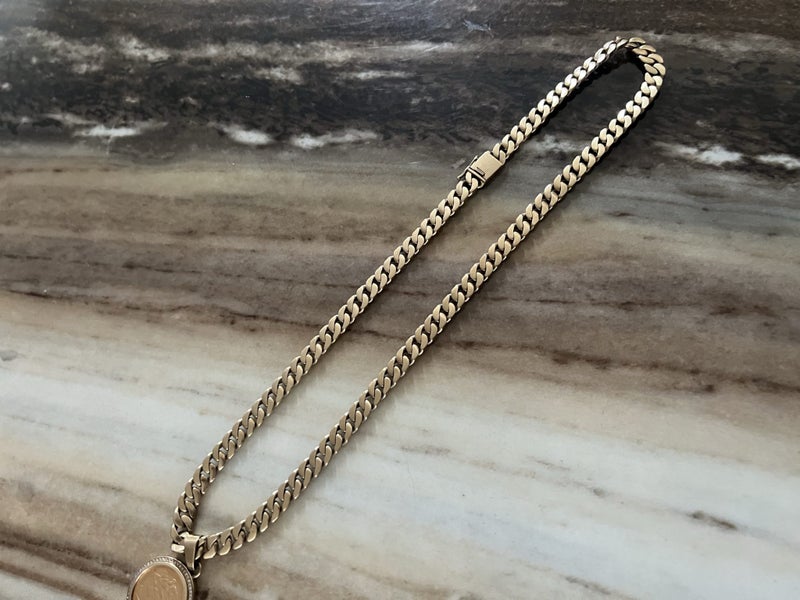 9CT 79.36G Chain + 14.7G full Soverign pendant Carousel 2