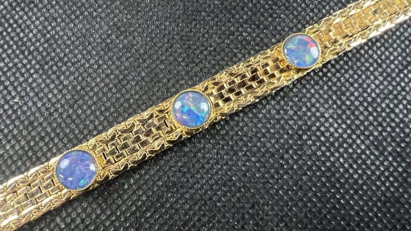 Vintage Triple Fire Opal & Gilt Bracelet - Lot E215 Carousel 2