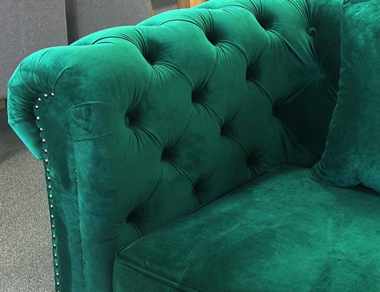 Chesterfield Velvet Sofa 3 Seater Green62866851234563111