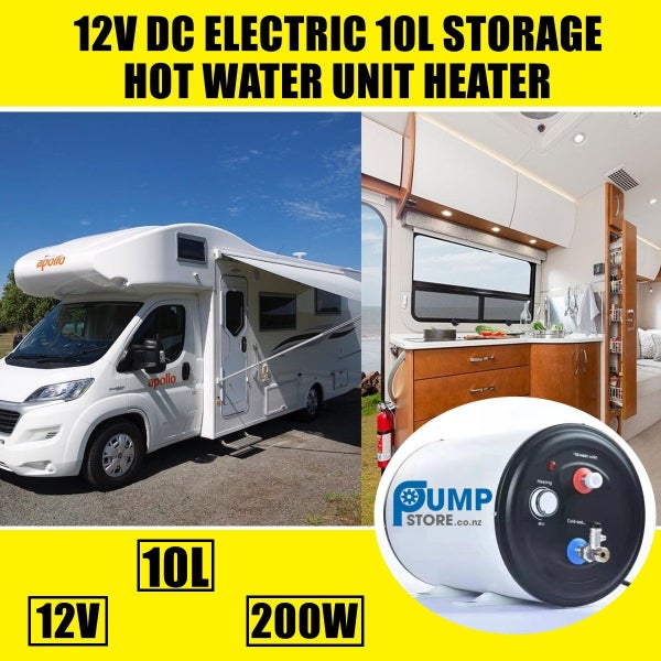 12V Electric 10L Storage HOT Water Heater - Caravan RV Motorhome Carousel 1