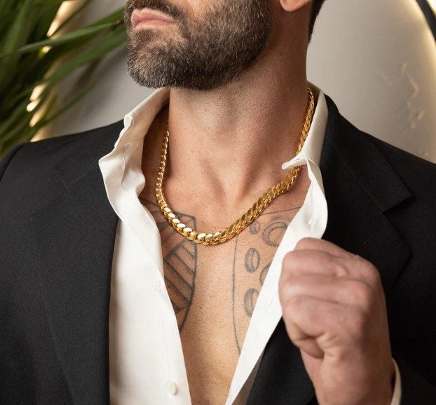 Men's 18k Gold Filled 10MM Solid Cuban Link Chain - SALE! Carousel 4