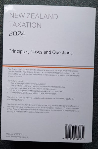 New Zealand Taxation 2024 principals cases and questions 2024 Carousel 2